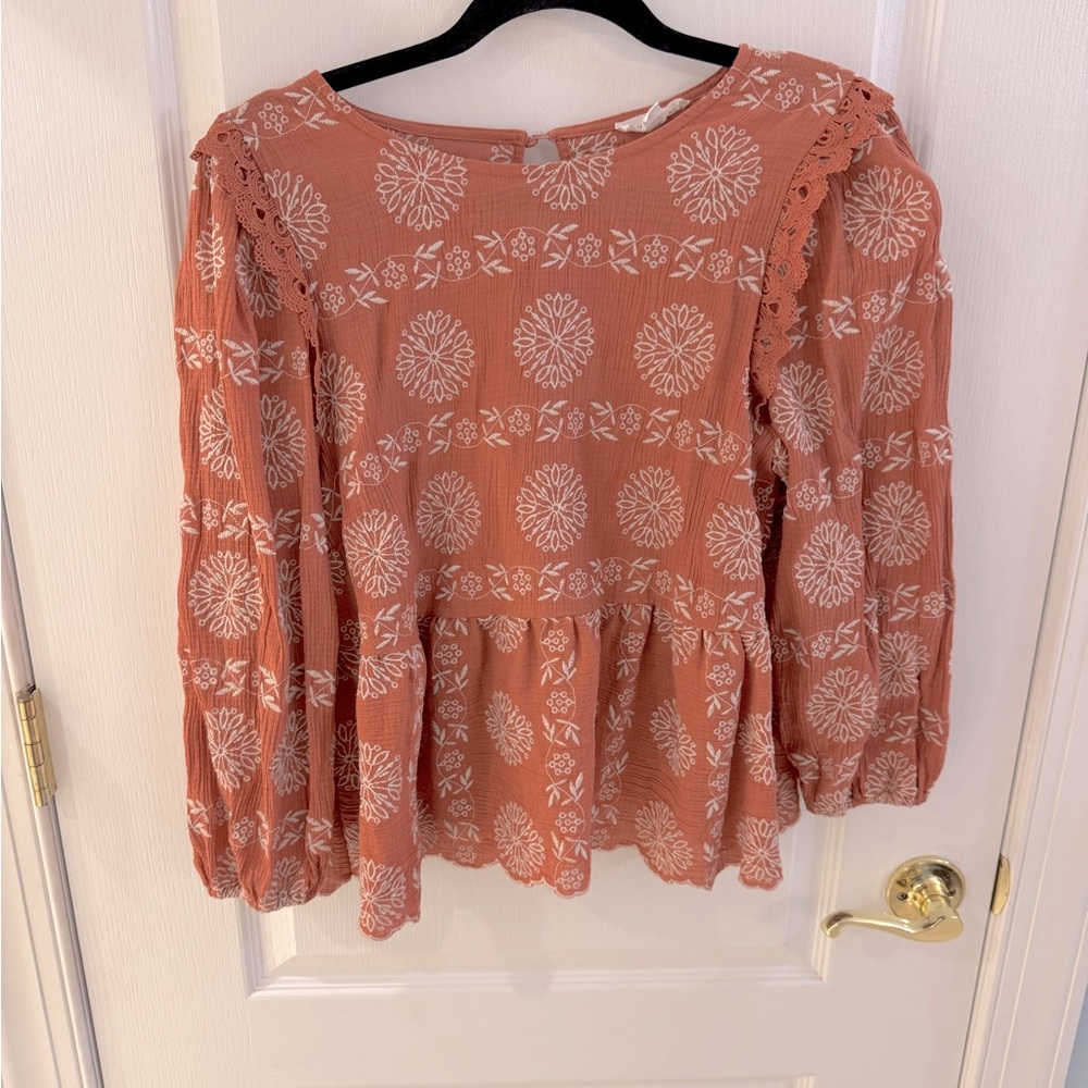 Blu Pepper Terracotta Floral Blouse